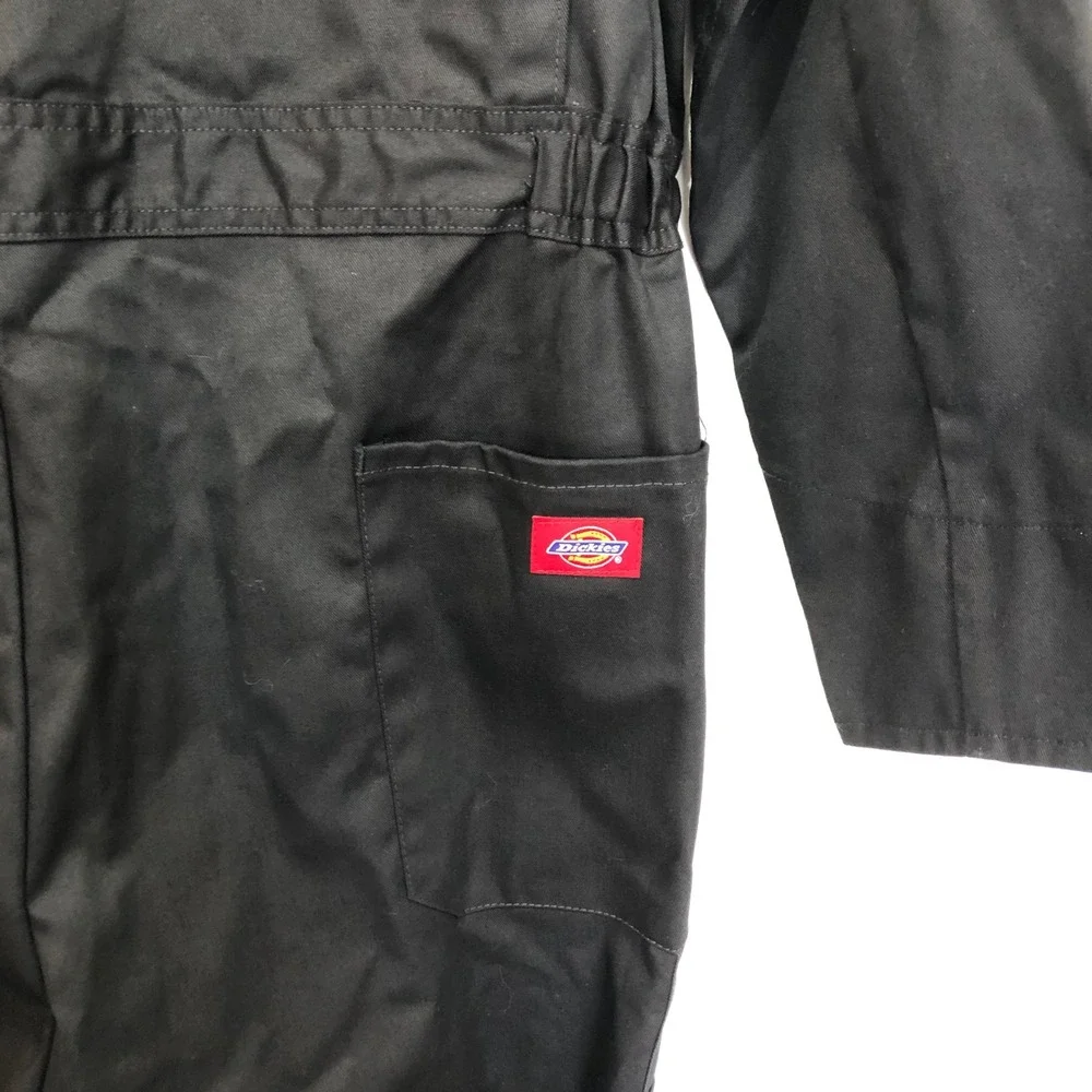Dickies Black Coverall Jumpsuit Workwear Gold‎ Zipper Front Black L-Tall - Picture 14 of 16